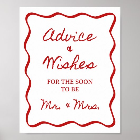 8x10" Advies en wensen Handgeschreven Vrijgezellen Poster (Voorkant)