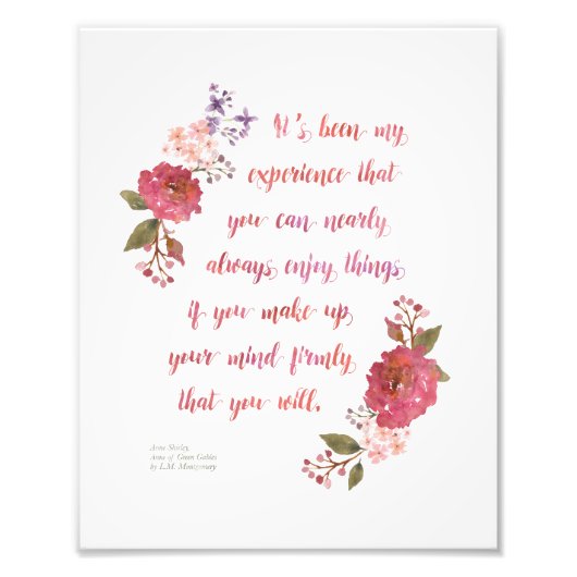 8x10 afdrukken - Anne of Green Gables quote Foto Afdruk (Voorkant)