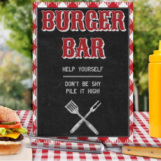 8x10 Backyard BBQ Birthday Burger Bar Teken Poster