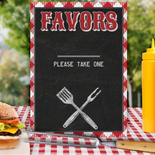 8x10 Backyard BBQ Birthday Favors Table Sign Poster