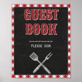 8x10 Backyard BBQ Birthday Guest Book Table Sign Poster (Voorkant)