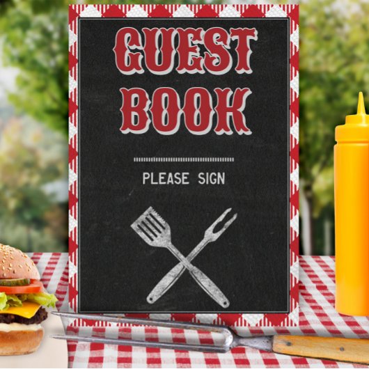 8x10 Backyard BBQ Birthday Guest Book Table Sign Poster