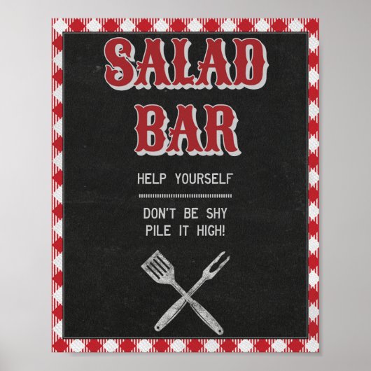 8x10 Backyard BBQ Birthday Salad Bar Teken Poster (Voorkant)