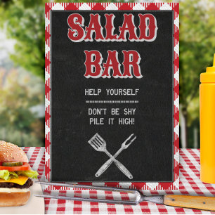 8x10 Backyard BBQ Birthday Salad Bar Teken Poster