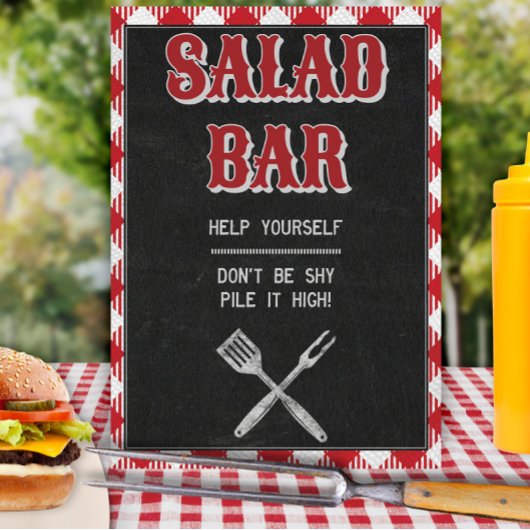 8x10 Backyard BBQ Birthday Salad Bar Teken Poster