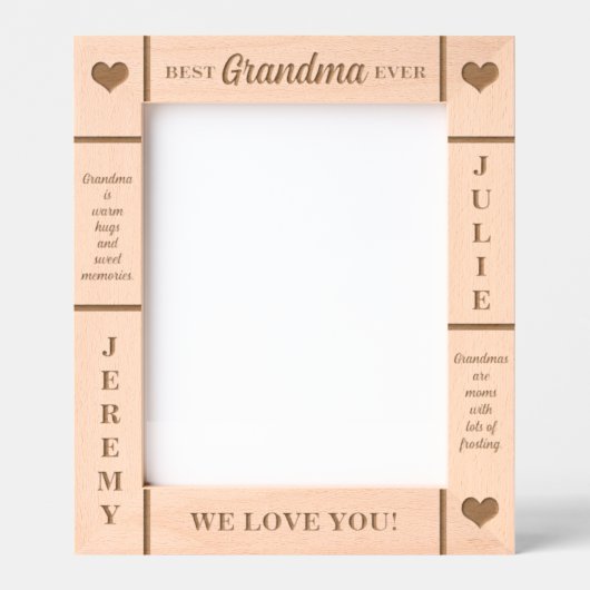 8x10 BESTE Oma Kleinkinderen Namen Geëtst Lijst Gegraveerde Lijstjes (Voorkant)