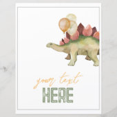 8x10 Bewerkbaar Dinosaur Party Sign (Voorkant)