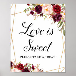 8x10" bordeaux boho bloemen bord poster