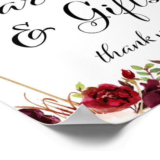 8x10" Bordeaux Boho Bloemenbord Poster (Hoek)