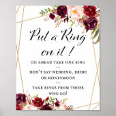 8x10" bordeauxrode boho bloem bruiloft bord poster (Voorkant)