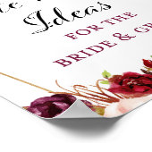 8x10" bordeauxrood boho bloem bruidsfeest bord poster (Hoek)