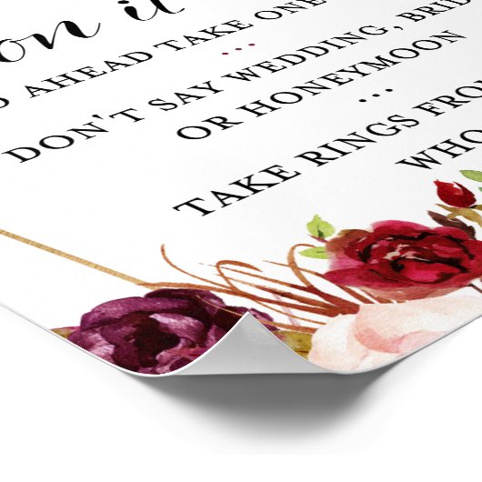 8x10" bordeauxroze Boho bloem bruidsfeest bord Poster (Hoek)