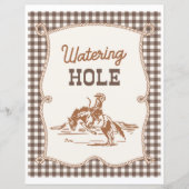 8x10 Brown Gingham Cowboy Watering Hole Sign (Voorkant)