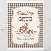 8x10 Bruine Gingham Cowboy Grub Bord (Voorkant)