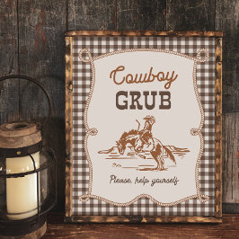 8x10 Bruine Gingham Cowboy Grub Bord