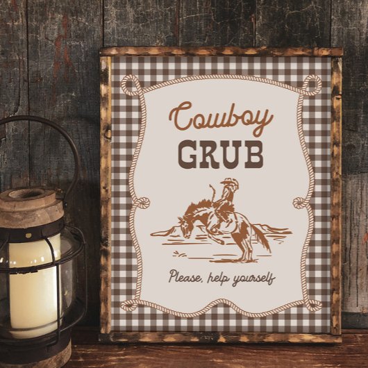 8x10 Bruine Gingham Cowboy Grub Bord
