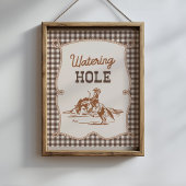 8x10 Bruine Gingham Cowboy Watering Hole Bord