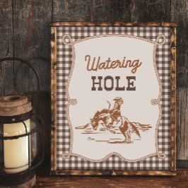 8x10 Bruine Gingham Cowboy Watering Hole Bord