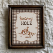 8x10 Bruine Gingham Cowboy Watering Hole Bord