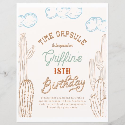 8x10 Cowboy tijd Capsule teken (Voorkant)