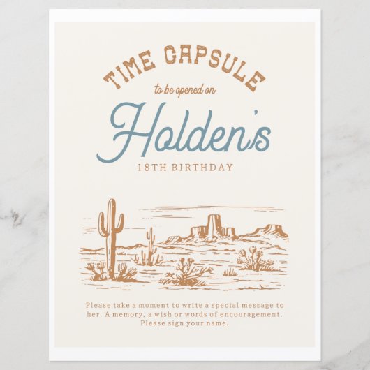 8x10 Cowboy tijd Capsule teken (Voorkant)