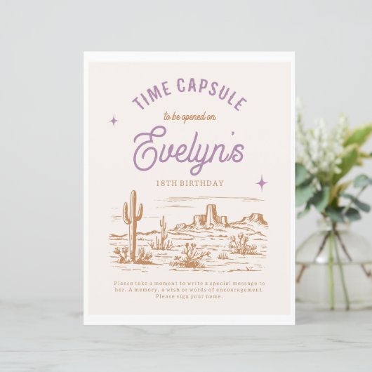 8x10 Cowgirl Time Capsule Sign (Staand voorkant)