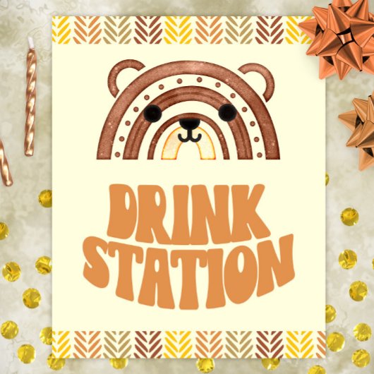 8x10 Drink Station Boho Woodland Beer Verjaardag Poster