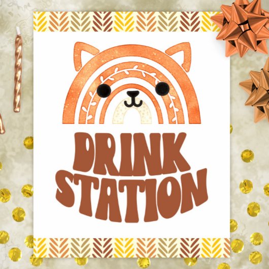 8x10 Drink Station Boho Woodland Fox Verjaardag Poster