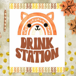 8x10 Drinkstation Boho Woodland Vos Verjaardag Poster