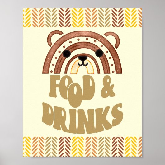 8x10 Eten & Drinken Boho Woodland Beer Verjaardag Poster (Voorkant)