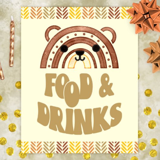 8x10 Eten & Drinken Boho Woodland Beer Verjaardag Poster