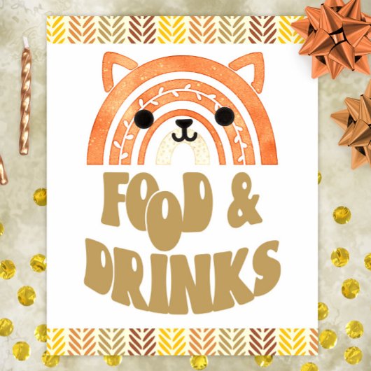 8x10 Eten & Drinken Boho Woodland Fox Verjaardag Poster