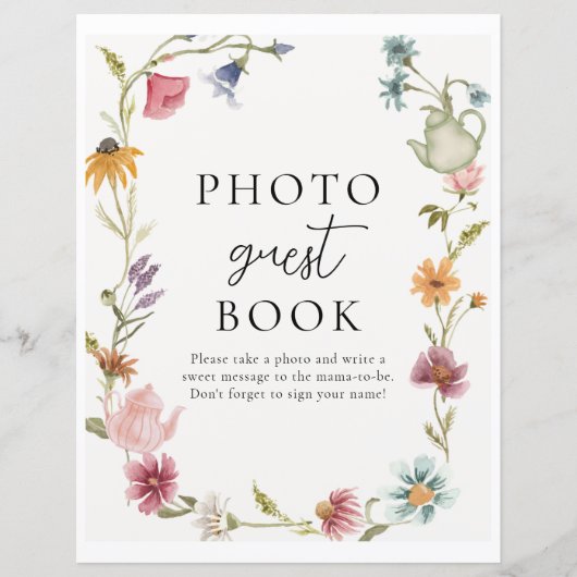 8x10 Floral Tea Guestbook Sign (Voorkant)
