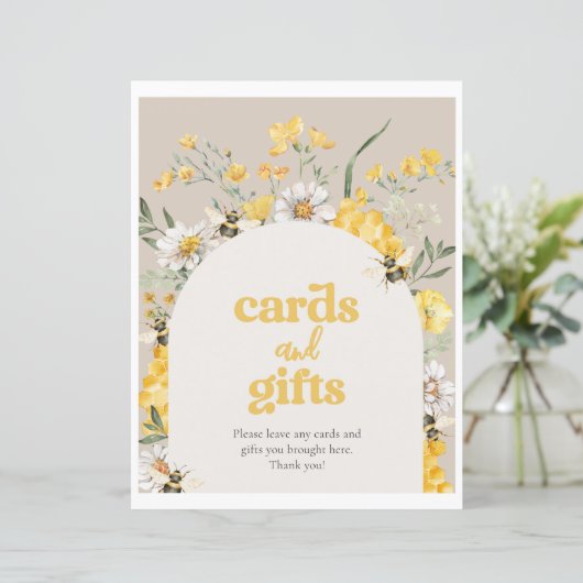 8x10 Gedrukte Wildflower Bee Kaarten & Geschenken  (Staand voorkant)