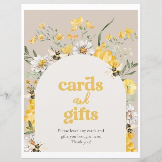 8x10 Gedrukte Wildflower Bee Kaarten & Geschenken  (Voorkant)