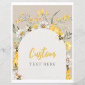 8x10 Gele Bloemen Bijen Custom Sign (Voorkant)
