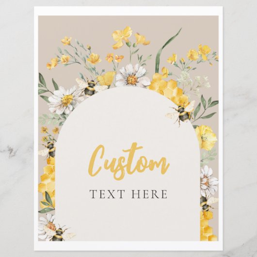 8x10 Gele Bloemen Bijen Custom Sign (Voorkant)