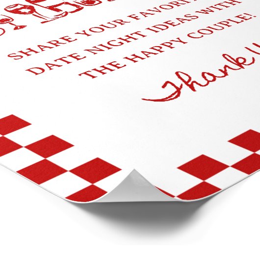 8x10" Handgeschreven Wavy Border Date Night Ideeën Poster (Hoek)