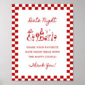 8x10" Handgeschreven Wavy Border Date Night Ideeën Poster (Voorkant)
