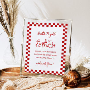 8x10" Handgeschreven Wavy Border Date Night Ideeën Poster