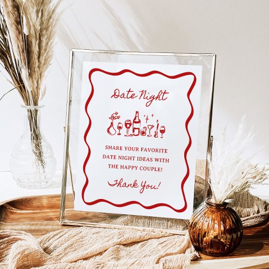 8x10" Handgeschreven Wavy Border Date Night Ideeën Poster