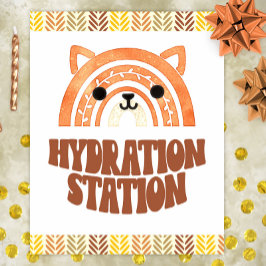 8x10 Hydratatie Station Boho Woodland Vos Verjaard Poster