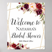 8x10-inch Aangepaste Bourgogne Boho Floral Sign