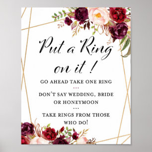 8x10-inch Burgundy Boho Floral Vrijgezellenfeest S Poster