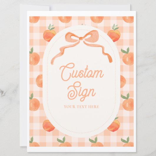 8x10 Inch Custom Perzik Sign (Voorkant)