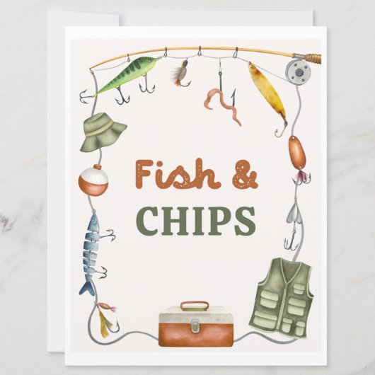 8x10 Inch Fish & Chips Vissende Party Sign (Voorkant)