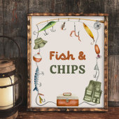 8x10 Inch Fish & Chips Vissende Party Sign
