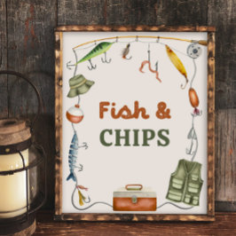 8x10 Inch Fish & Chips Vissende Party Sign