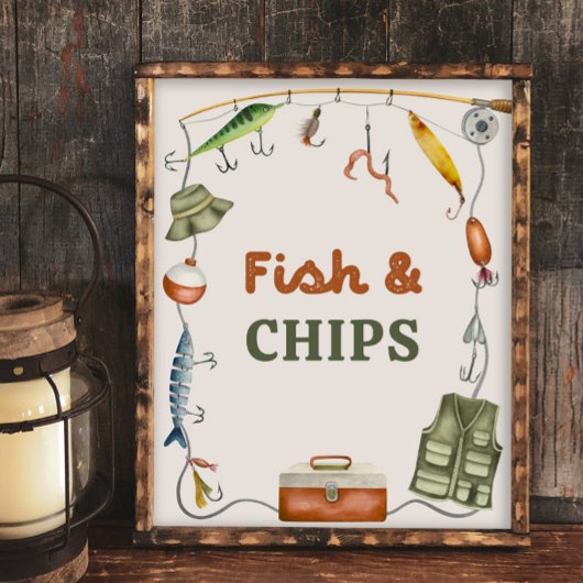 8x10 Inch Fish & Chips Vissende Party Sign