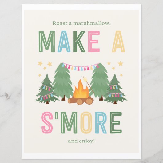 8x10 Meisjes Kamperen Maak een S'more Sign (Voorkant)